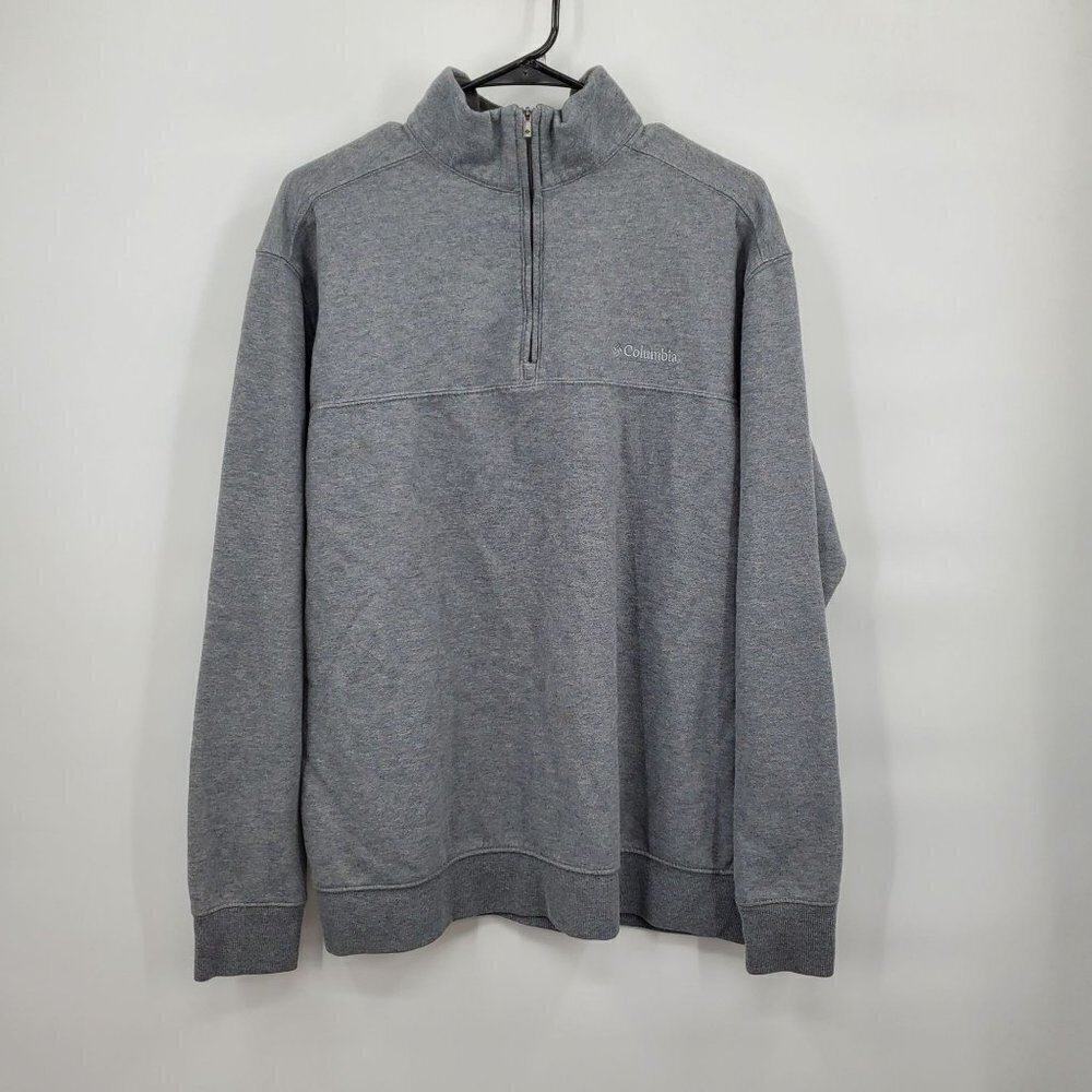 Columbia Quarter Zip Fleece Sweatshirt Long Sleeve Slim Fit Large Womens Gray